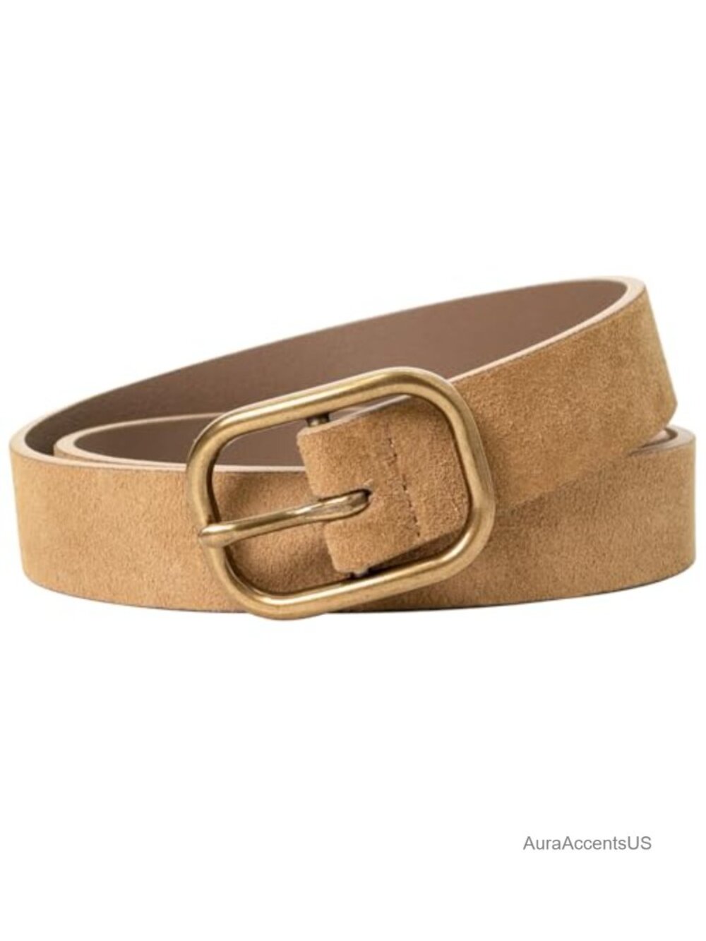 Genuine Suede Leather Vintage Pin Buckle Belt for Women